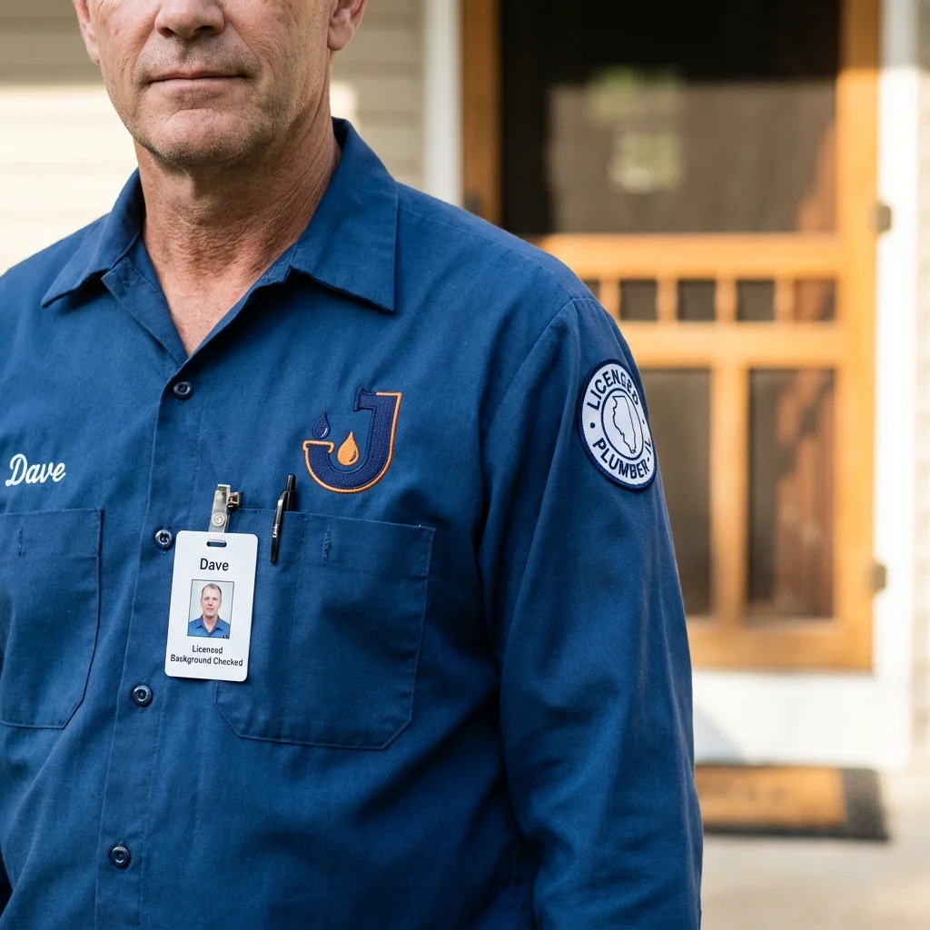 Licensed plumber showing ID badge in Jewett City, CT