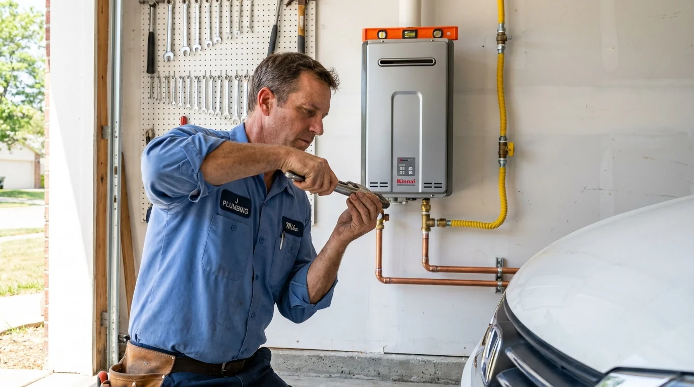 Tankless water heater installation by a Johns Plumbing LLC plumber in Jewett City